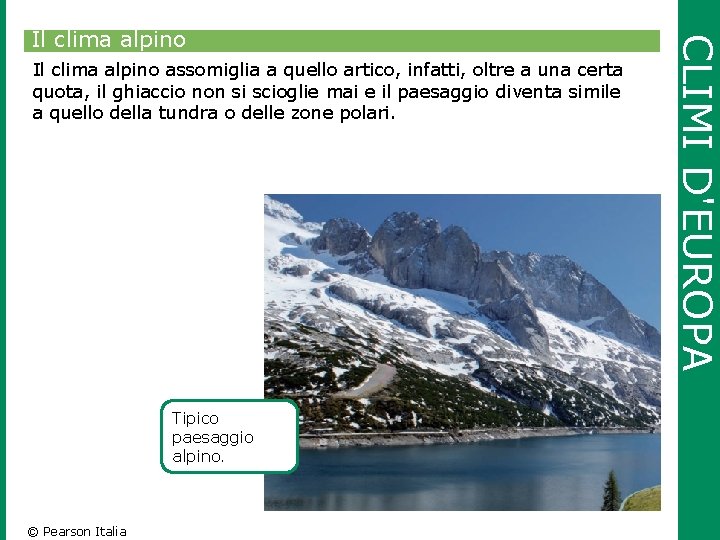 Il clima alpino assomiglia a quello artico, infatti, oltre a una certa quota, il