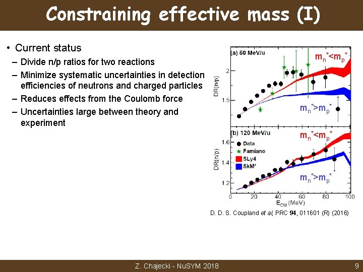 Constraining effective mass (I) • Current status mn*<mp* – Divide n/p ratios for two