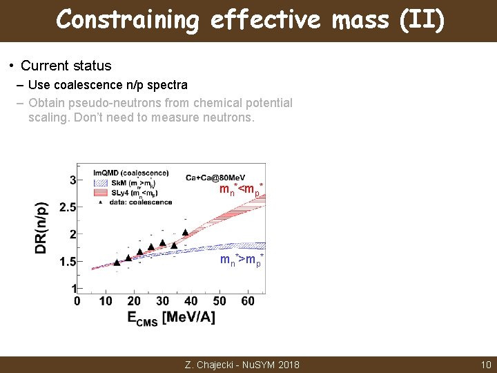 Constraining effective mass (II) • Current status – Use coalescence n/p spectra – Obtain