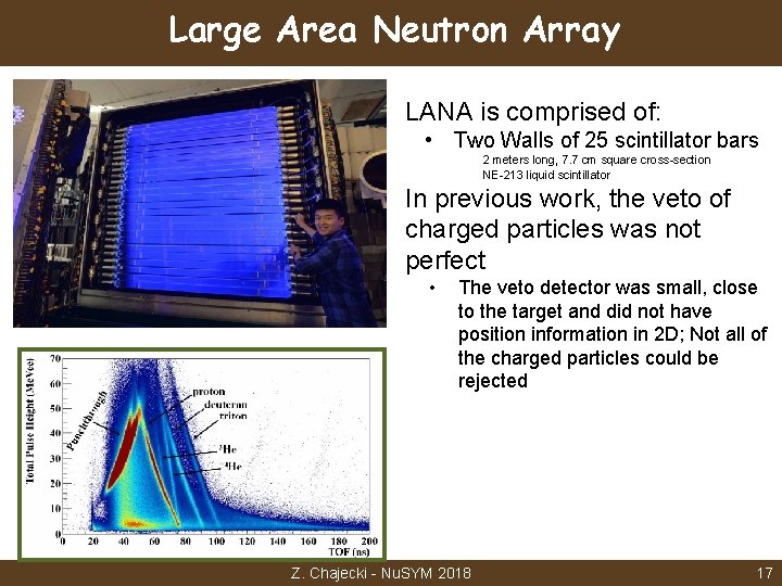 Large Area Neutron Array LANA is comprised of: • Two Walls of 25 scintillator