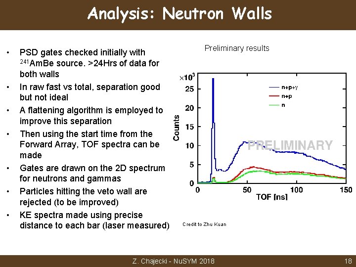 Analysis: Neutron Walls • • PSD gates checked initially with 241 Am. Be source.