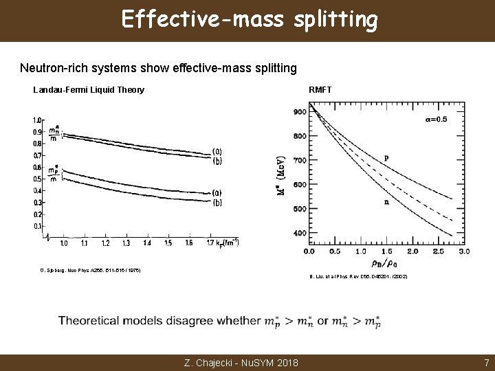 Effective-mass splitting Neutron-rich systems show effective-mass splitting Landau-Fermi Liquid Theory RMFT O. Sjoberg, Nuc