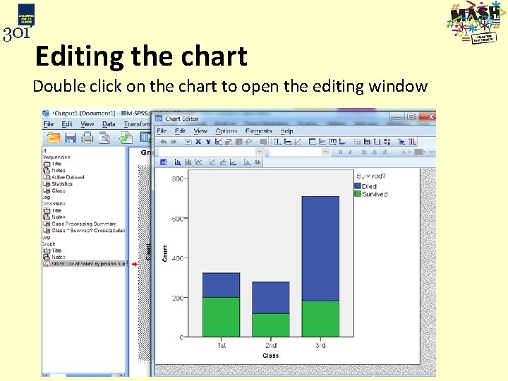 Editing the chart Double click on the chart to open the editing window 