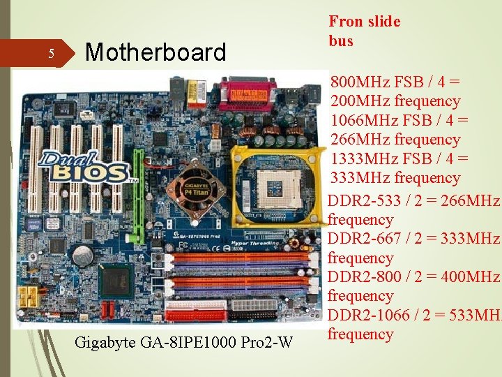 5 Motherboard Gigabyte GA-8 IPE 1000 Pro 2 -W Fron slide bus 800 MHz