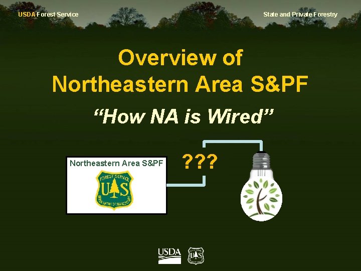USDA Forest Service State and Private Forestry Overview of Northeastern Area S&PF “How NA