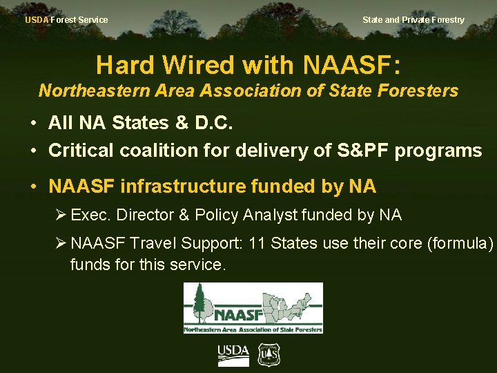 USDA Forest Service State and Private Forestry Hard Wired with NAASF: Northeastern Area Association