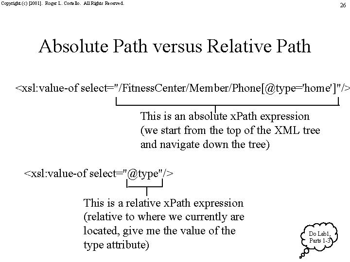 Copyright (c) [2001]. Roger L. Costello. All Rights Reserved. 26 Absolute Path versus Relative