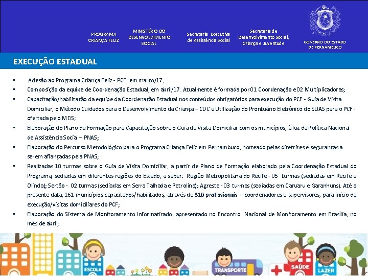 PROGRAMA CRIANÇA FELIZ MINISTÉRIO DO DESENVOLVIMENTO SOCIAL Secretaria Executiva de Assistência Social Secretaria de