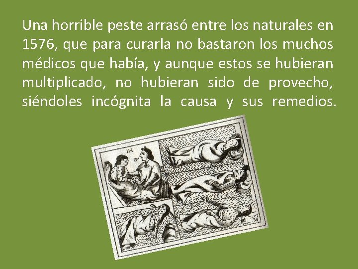 Una horrible peste arrasó entre los naturales en 1576, que para curarla no bastaron