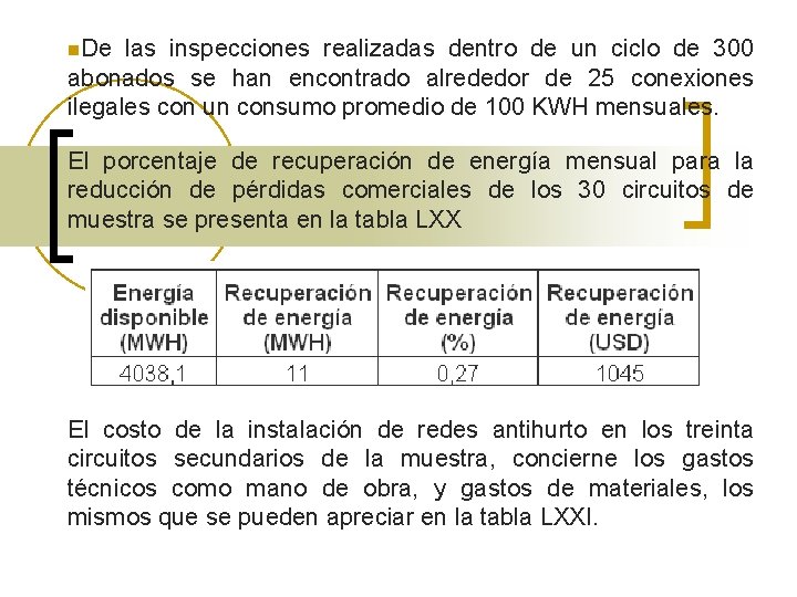 n. De las inspecciones realizadas dentro de un ciclo de 300 abonados se han