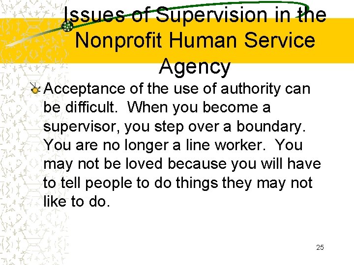 Issues of Supervision in the Nonprofit Human Service Agency Acceptance of the use of