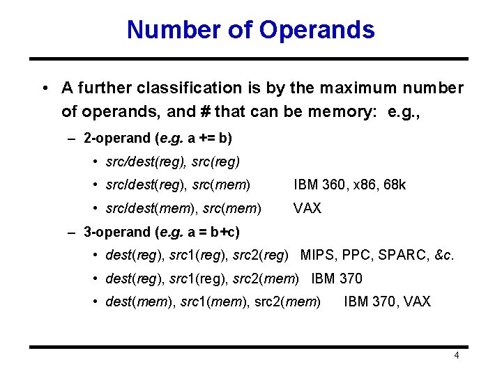 Memory Operand Appendix A Classifying Instruction Set Architecture Memory addressing