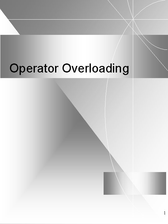 Operator Overloading 1 