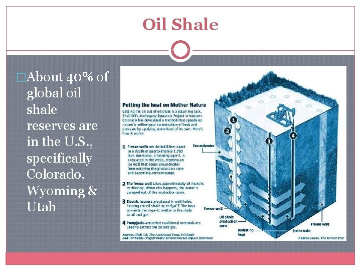 Oil Shale �About 40% of global oil shale reserves are in the U. S.