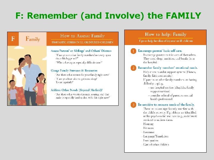 F: Remember (and Involve) the FAMILY 