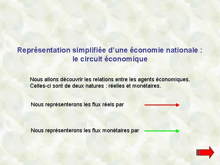 Représentation simplifiée d’une économie nationale : le circuit économique Nous allons découvrir les relations