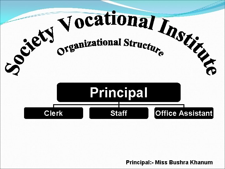 Principal Clerk Staff Office Assistant Principal: - Miss Bushra Khanum 