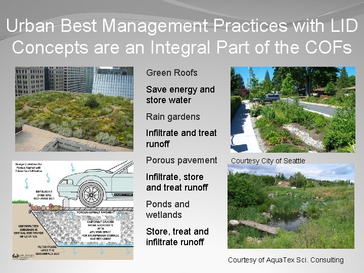 Urban Best Management Practices with LID Concepts are an Integral Part of the COFs