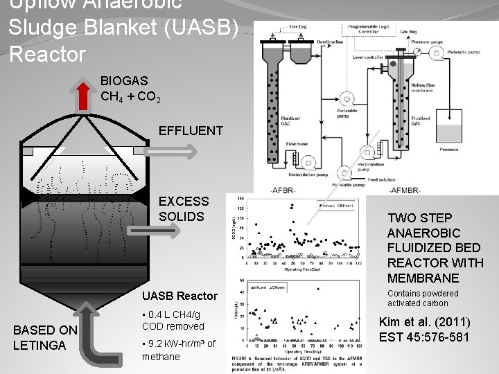 Upflow Anaerobic Sludge Blanket (UASB) Reactor BIOGAS CH 4 + CO 2 EFFLUENT EXCESS