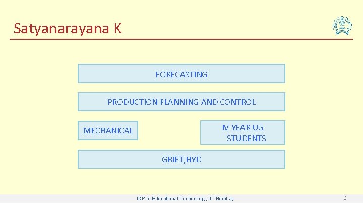 Satyanarayana K FORECASTING PRODUCTION PLANNING AND CONTROL IV YEAR UG STUDENTS MECHANICAL GRIET, HYD