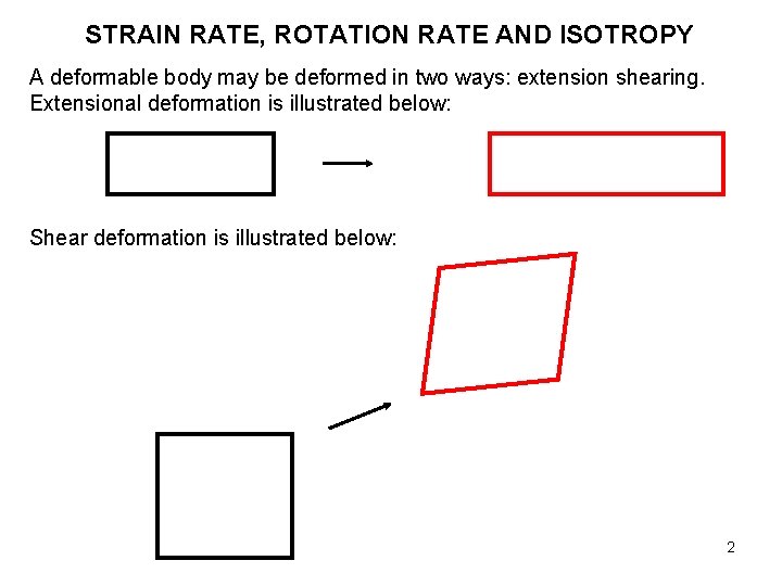 STRAIN RATE, ROTATION RATE AND ISOTROPY A deformable body may be deformed in two