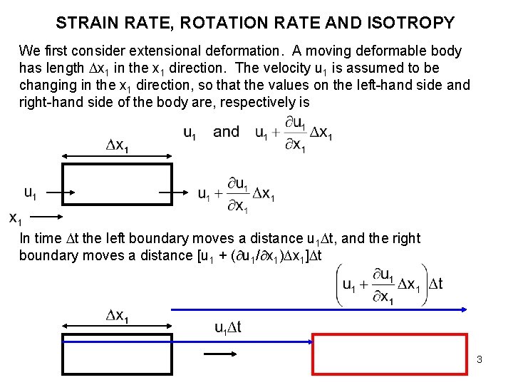 STRAIN RATE, ROTATION RATE AND ISOTROPY We first consider extensional deformation. A moving deformable