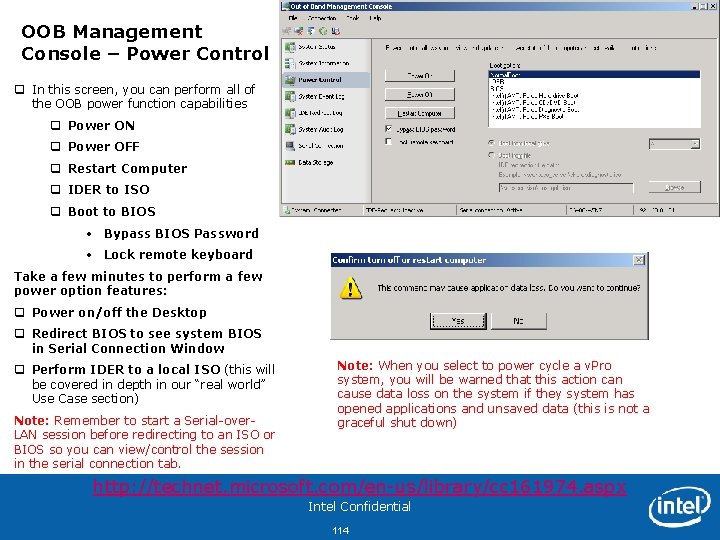 OOB Management Console – Power Control q In this screen, you can perform all