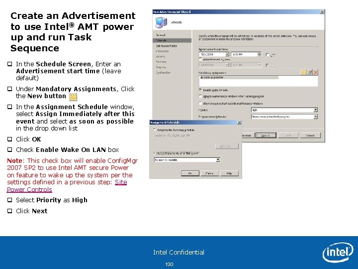 Create an Advertisement to use Intel® AMT power up and run Task Sequence q