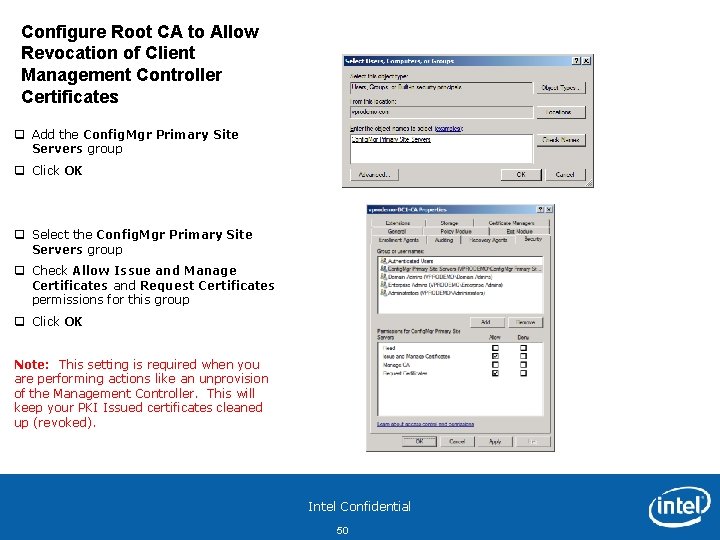 Configure Root CA to Allow Revocation of Client Management Controller Certificates q Add the