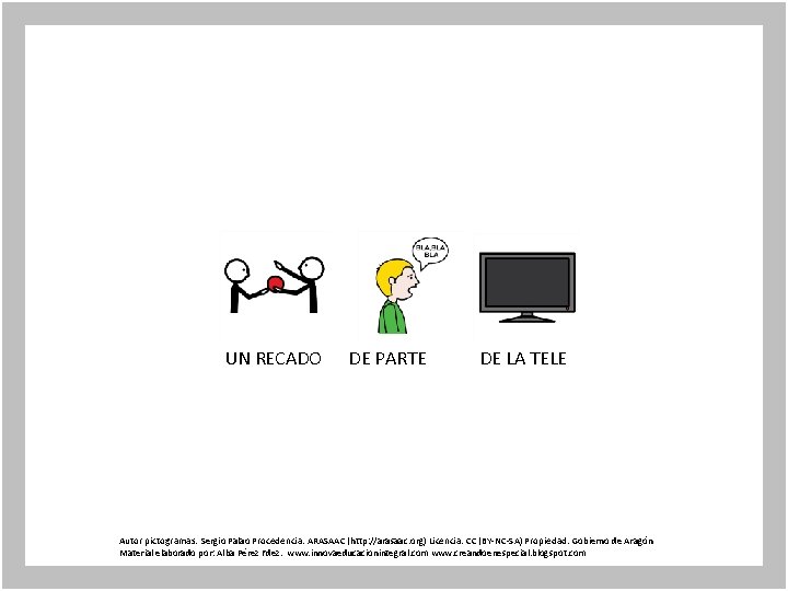 UN RECADO DE PARTE DE LA TELE Autor pictogramas: Sergio Palao Procedencia: ARASAAC (http: