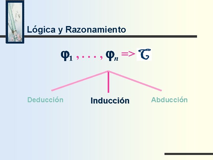 Lógica y Razonamiento j 1 , . . . , jn => Deducción Inducción
