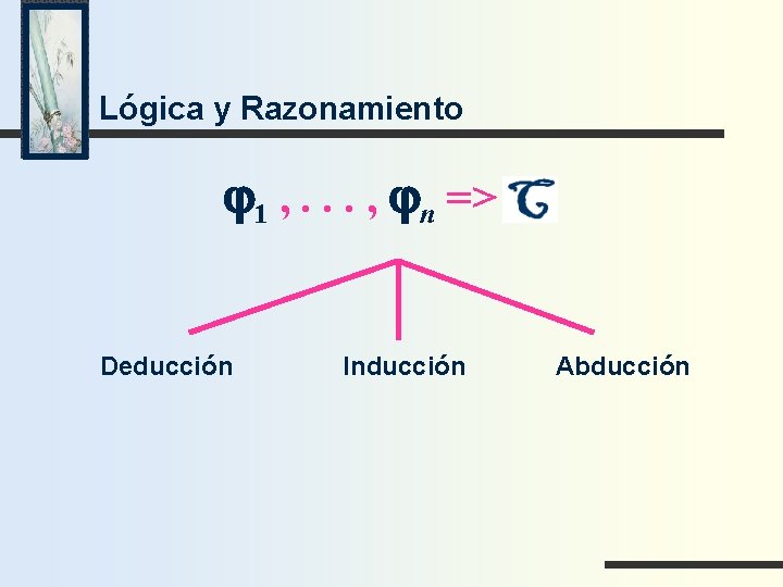 Lógica y Razonamiento j 1 , . . . , jn => Deducción Inducción