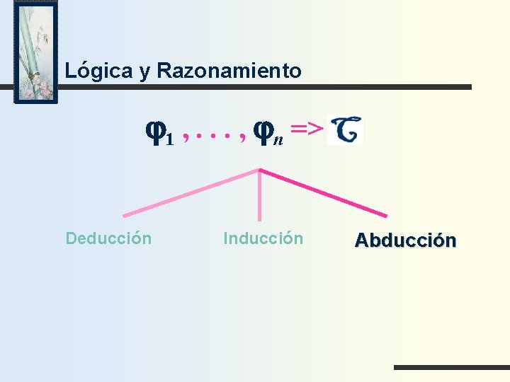 Lógica y Razonamiento j 1 , . . . , jn => Deducción Inducción