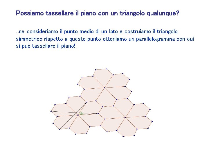 Possiamo tassellare il piano con un triangolo qualunque? . . se consideriamo il punto