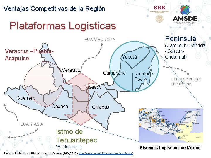 Ventajas Competitivas de la Región Plataformas Logísticas Península EUA Y EUROPA Veracruz –Puebla. Acapulco