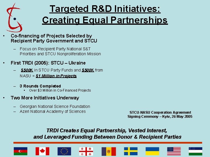 Targeted R&D Initiatives: Creating Equal Partnerships • Co-financing of Projects Selected by Recipient Party