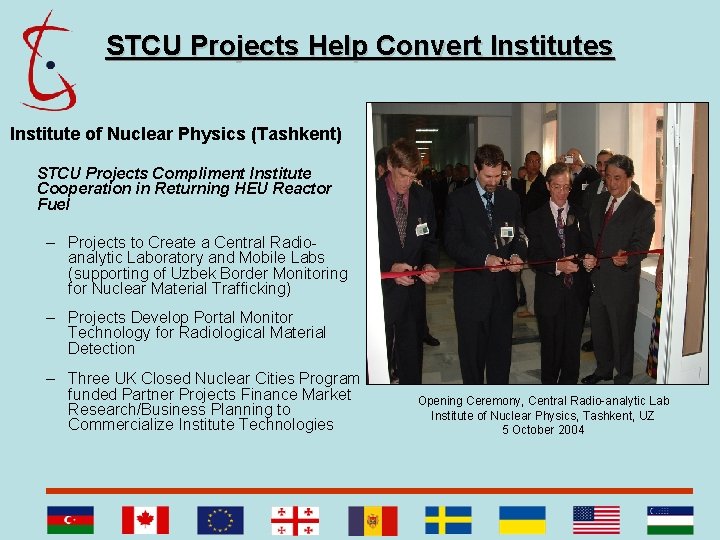 STCU Projects Help Convert Institutes Institute of Nuclear Physics (Tashkent) STCU Projects Compliment Institute