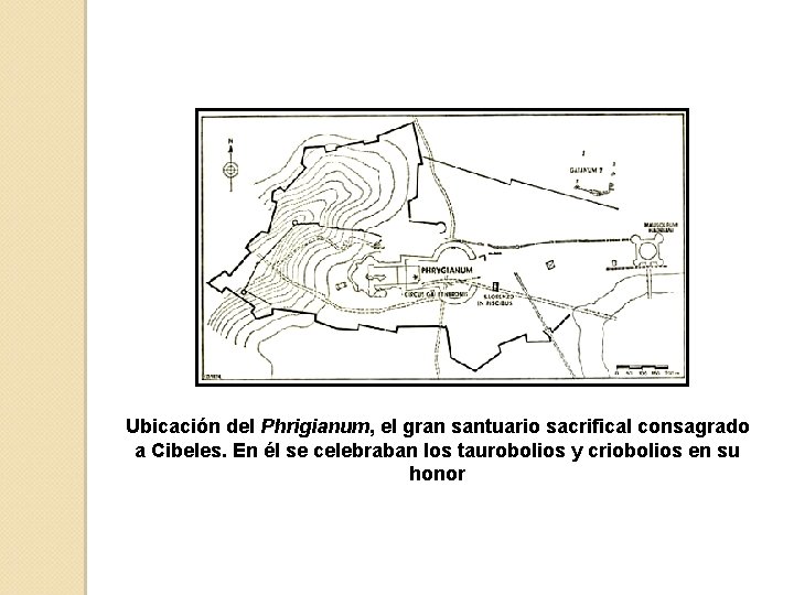 Ubicación del Phrigianum, el gran santuario sacrifical consagrado a Cibeles. En él se celebraban