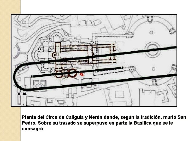 Planta del Circo de Calígula y Nerón donde, según la tradición, murió San Pedro.