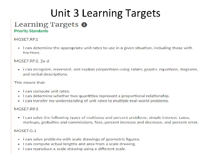 Unit 3 Learning Targets 