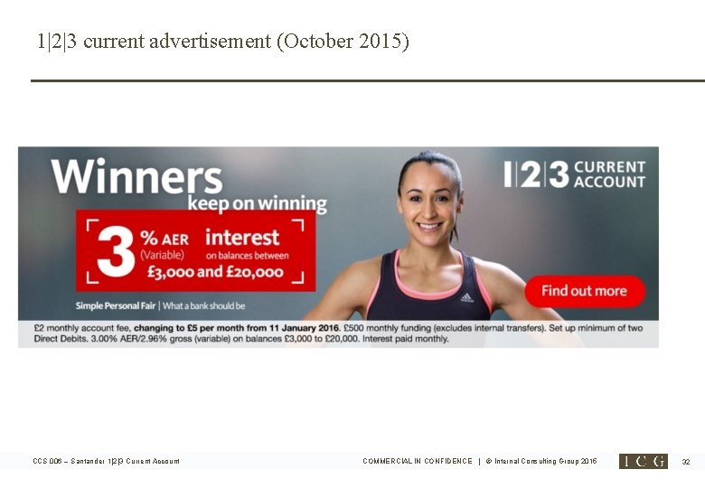 1|2|3 current advertisement (October 2015) CCS 006 – Santander 1|2|3 Current Account COMMERCIAL IN