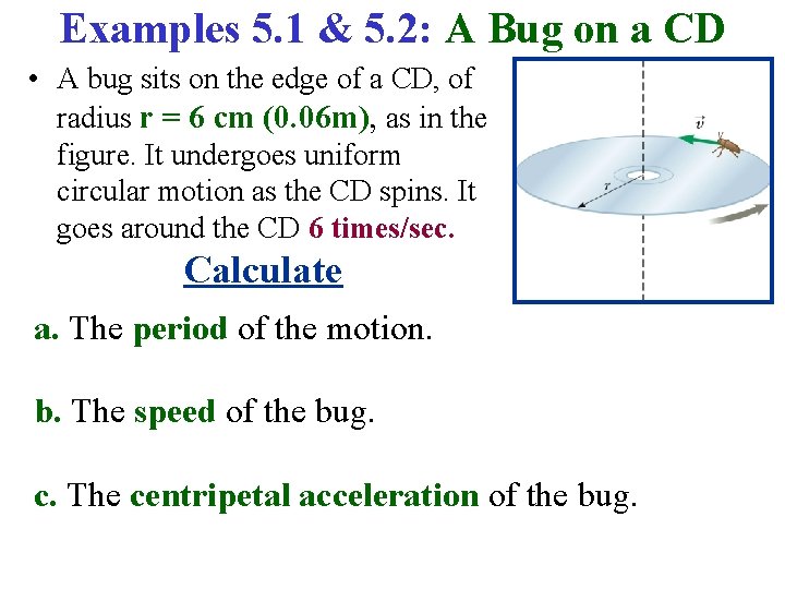 Examples 5. 1 & 5. 2: A Bug on a CD • A bug