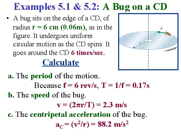 Examples 5. 1 & 5. 2: A Bug on a CD • A bug