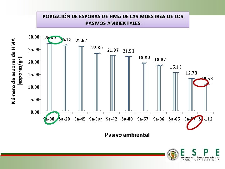 Número de esporas de HMA (esporas/gr) POBLACIÓN DE ESPORAS DE HMA DE LAS MUESTRAS