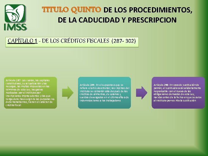 TITULO QUINTO DE LOS PROCEDIMIENTOS, DE LA CADUCIDAD Y PRESCRIPCION CAPÍTULO 1 - DE