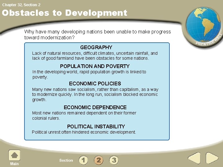 Chapter 32, Section 2 Obstacles to Development Why have many developing nations been unable