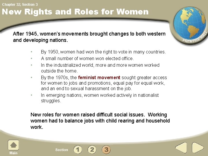 Chapter 32, Section 3 New Rights and Roles for Women After 1945, women’s movements