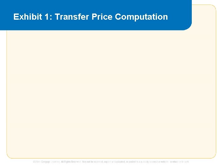 Exhibit 1: Transfer Price Computation Exhibit 1: Transfer Price Computation