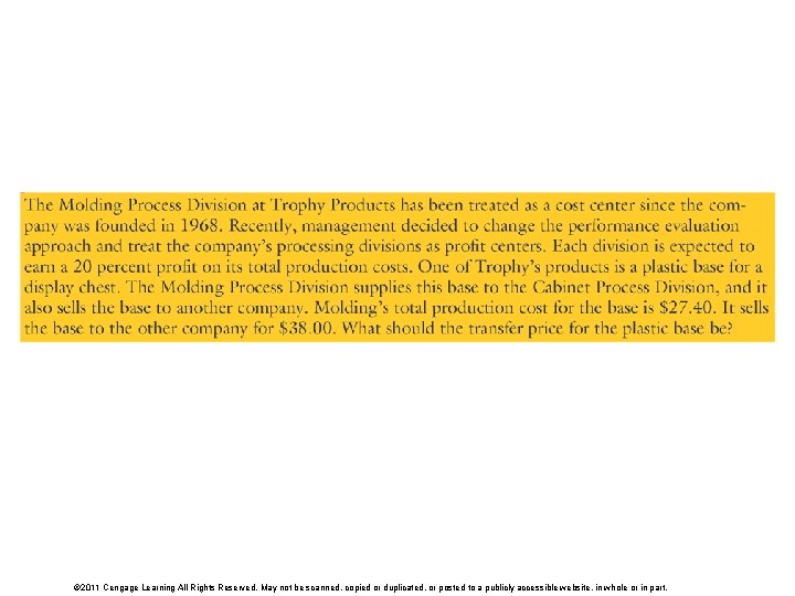 © 2011 Cengage Learning All Rights Reserved. May not be scanned, copied or duplicated, © 2011 Cengage Learning All Rights Reserved. May not be scanned, copied or duplicated,