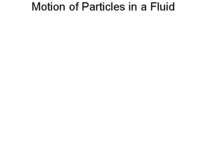 Motion of Particles in a Fluid 